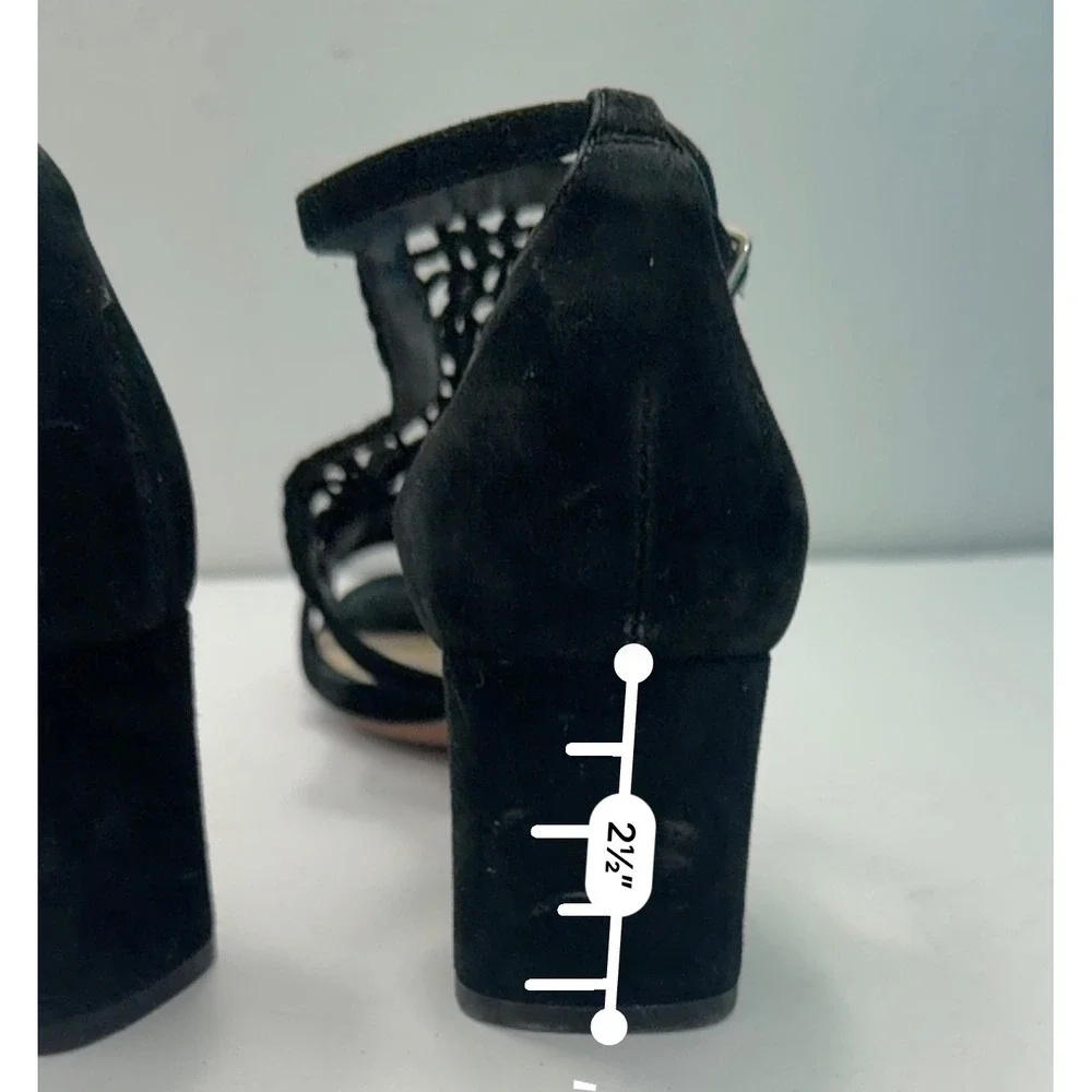 Alexandre Birman‎ Black Suede Leather Braided Strappy Heel Sandals Size 38.5